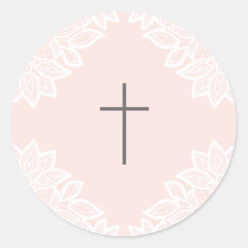 Vintage lace cross baptism stickers