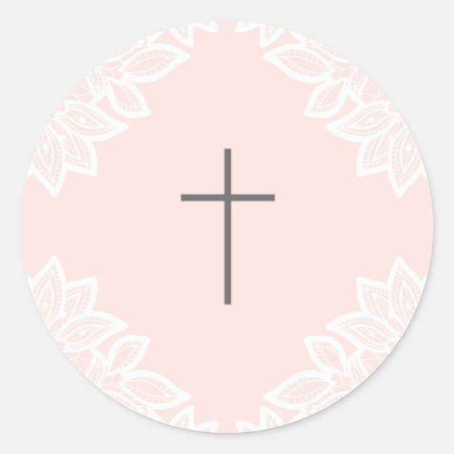 Vintage lace cross baptism stickers (Front)