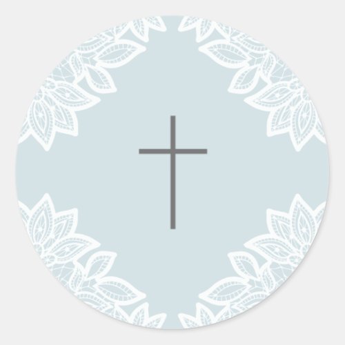 Vintage lace cross baptism stickers