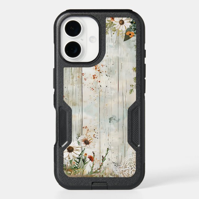 Vintage Lace & Daisies Rustic iPhone Case (Back)