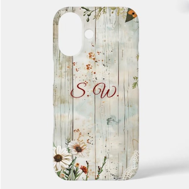 Vintage Lace & Daisies Rustic iPhone Case (Creator Uploaded)