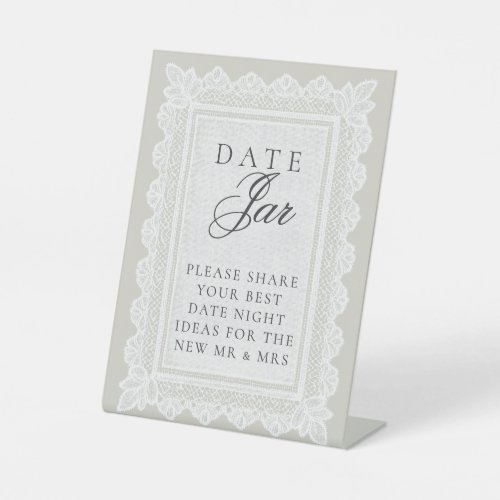 Vintage Lace Date Night Jar Bridal Shower Game Pedestal Sign