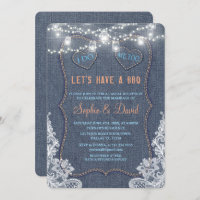 Vintage Lace Denim Blue String Lights I DO BBQ