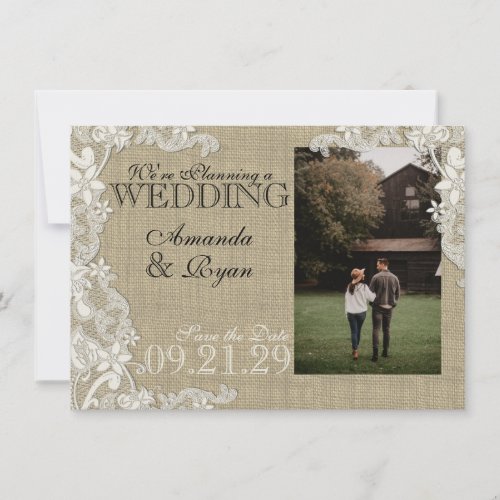 Vintage Lace Design Save the Date