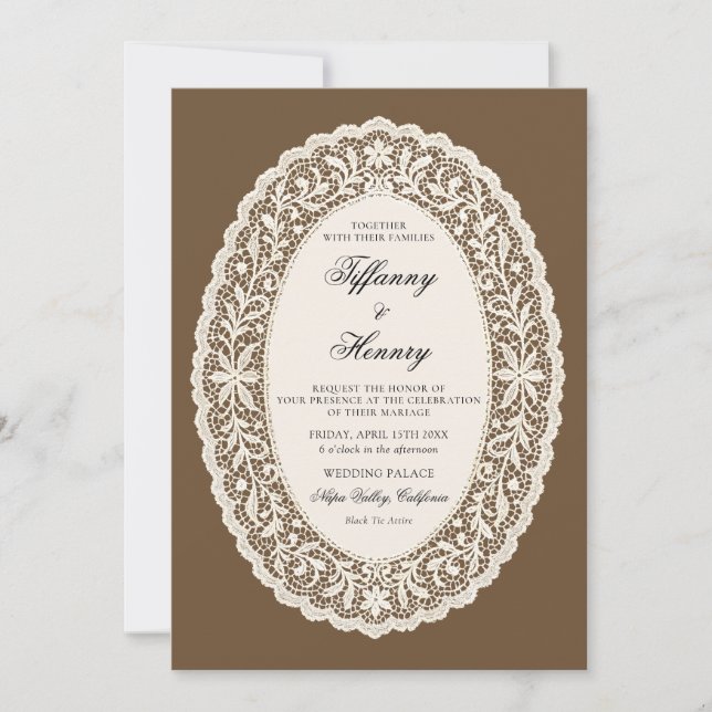 Vintage Lace Doily Wedding Invitation (Front)
