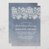 Vintage Lace Dusty Blue Bridal Shower Invitation (Front/Back)