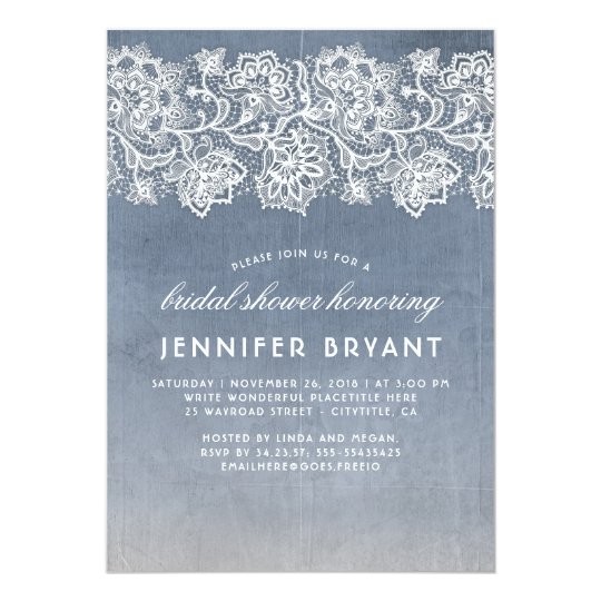 Vintage Lace Dusty Blue Bridal Shower Invitation Zazzle