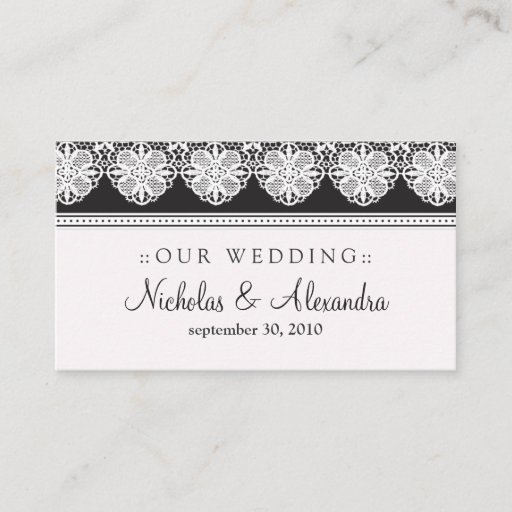 Customizable Vintage Lace Ebony Wedding Website Card Business Card Templates