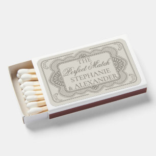 Vintage Lace Elegant Ivory Personalized Wedding Matchboxes