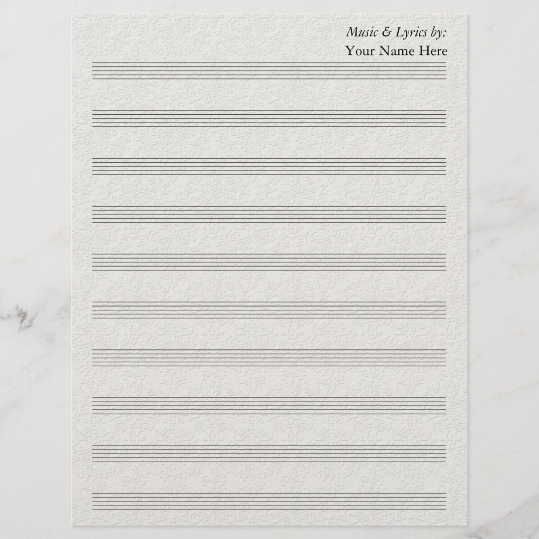 Vintage Lace Emboss Blank Sheet Music 10 Stave | Zazzle