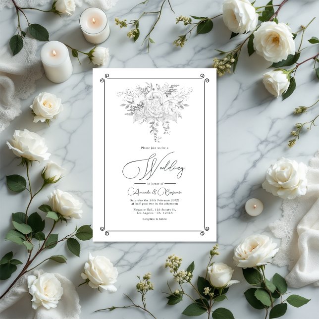 Vintage Lace Floral Wedding QR Code Invitation (Vintage Lace Floral Wedding QR Code Invitation)