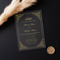 Vintage Lace Frame Gold Calligraphy Muslim Wedding