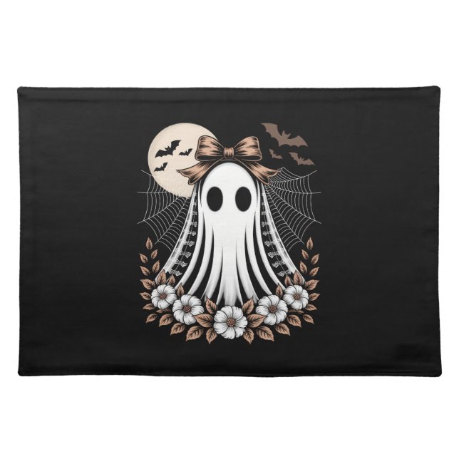 Vintage Lace Ghost Halloween Cloth Placemat (Front)