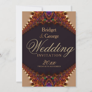 Vintage Lace + Gold Satin Wedding Invitation