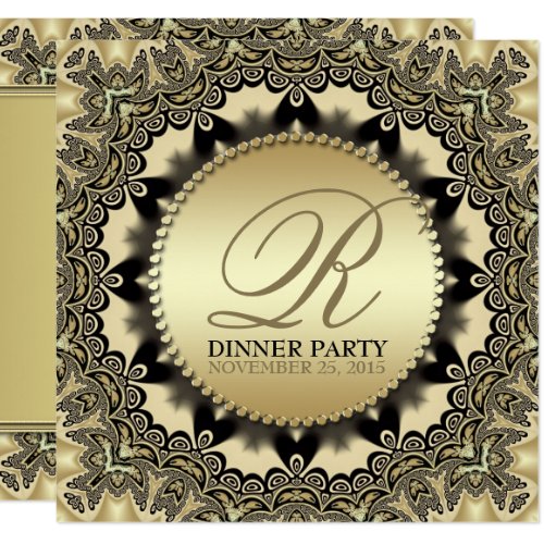 Vintage Lace Golden Dinner Party Invitations