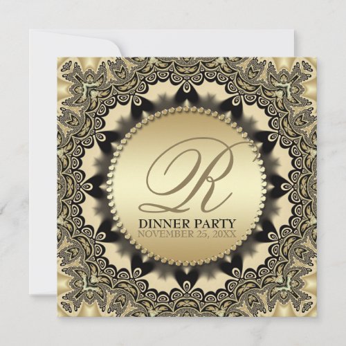 Vintage Lace Golden Dinner Party Invitations