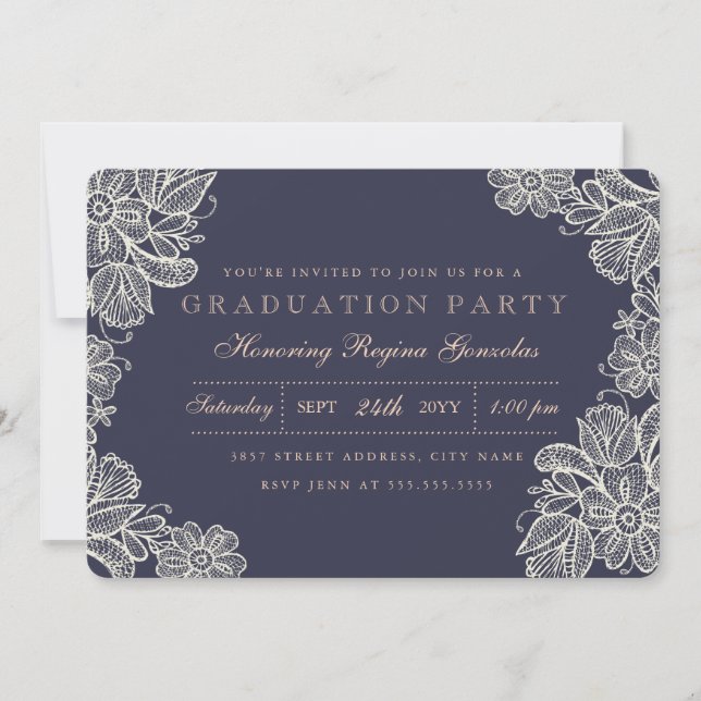 Vintage Lace Graduation Invitation (Front)