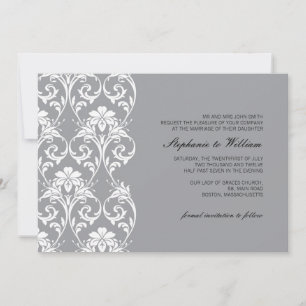 Vintage Lace Gray Wedding Invitation
