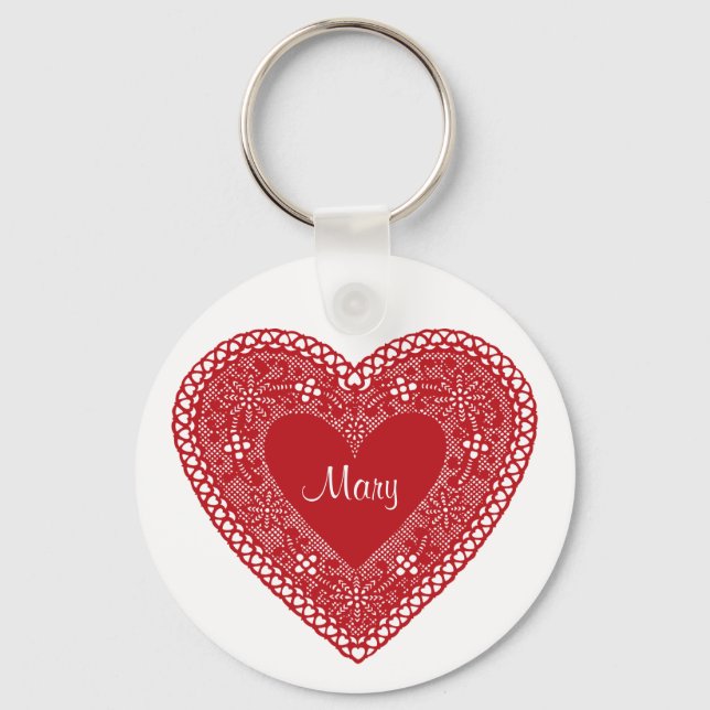 Vintage Lace Heart Keychain (Front)