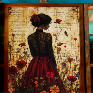 Vintage Lace Lady Decoupage Tissue Paper