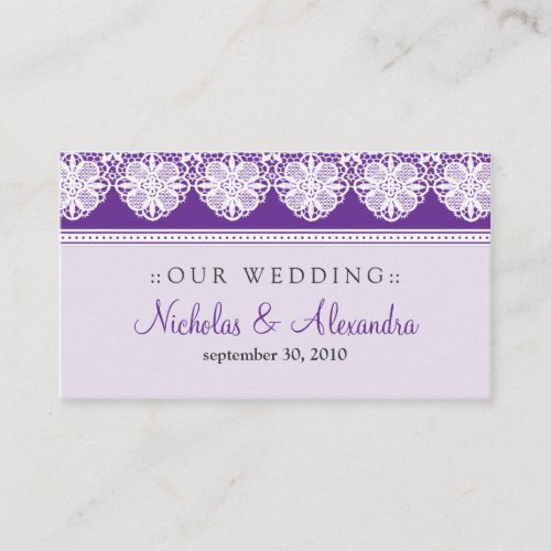 Vintage Lace Lavender Wedding Website Card Business Card Templates