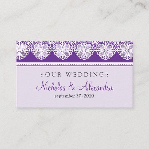 Customizable Vintage Lace Lavender Wedding Website Card Business Card Templates