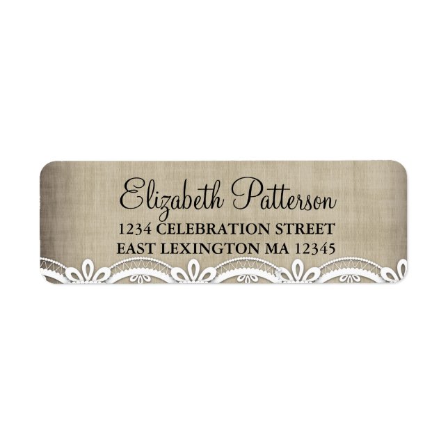 Vintage Lace & Linen Rustic Elegance Address Label (Front)