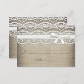 Vintage Lace & Linen Rustic Table Seating Cards (Front/Back)