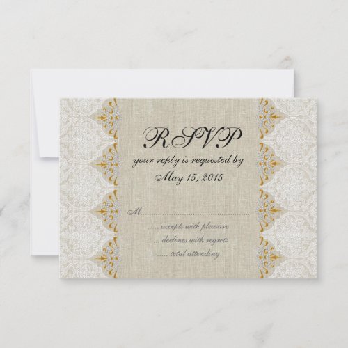 Vintage Lace Linen Rustic Wedding RSVP