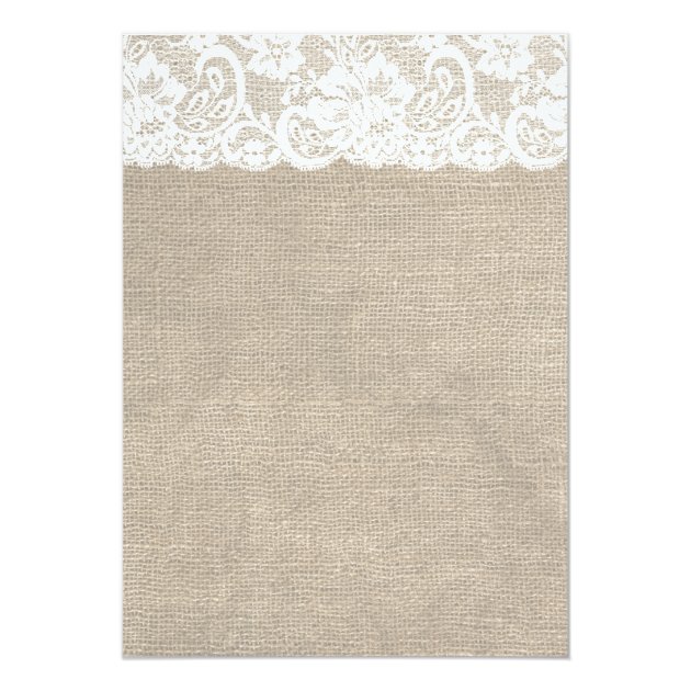 Vintage Lace Look & Burlap Look Wedding Invitation