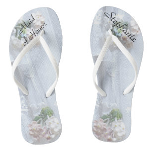 Vintage Lace Maid of Honor Wedding Flip Flops
