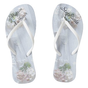 Vintage Lace Matron of Honor Wedding Flip Flops