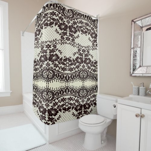 Vintage_Lace_Old_Saloon_Sepia_Unisex_Bath_Decor Shower Curtain