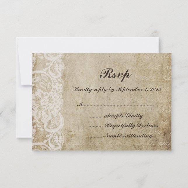 Vintage Lace Old World RSVP Card (Front)