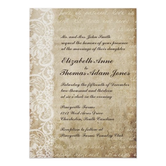 Vintage Lace Old World Wedding Invitation Zazzle Vintage Lace Old World Wedding Invitation