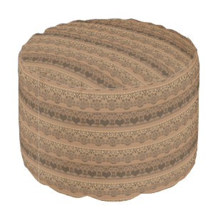 Vintage lace openwork brown beige for decoration pouf
