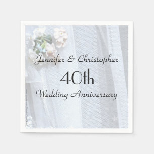 Vintage Lace Paper Napkin 40th Wedding Anniversary