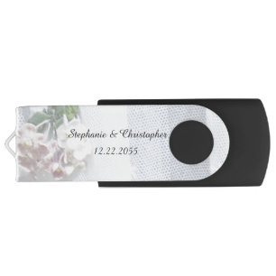 Vintage Lace Personalized Names Wedding Photos USB Flash Drive