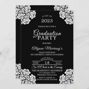 Vintage Lace Photo Graduation Invitation