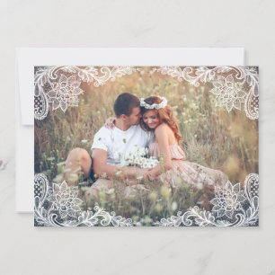 VINTAGE LACE PHOTO SAVE THE DATE ANNOUNCEMENT