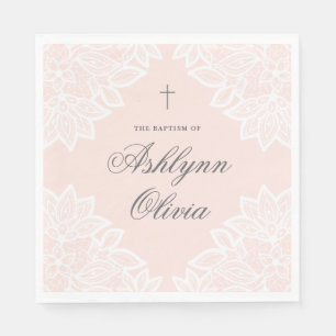 Vintage Lace Pink Christening Baptism Napkins