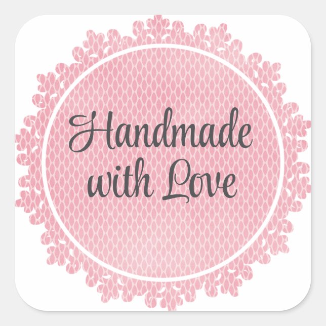 Vintage Lace Pink Thank You Sticker Sheet  (Front)