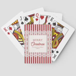 Vintage Lace Red Stripes Christmas Party Favors Poker Cards