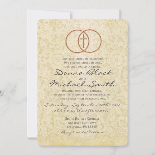 Vintage Lace Religious Wedding Invitations