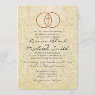 Vintage Lace Religious Wedding Invitations