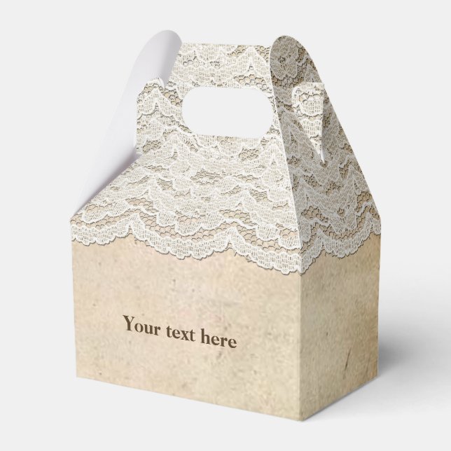 Vintage Lace Rustic Romance Party Favor Boxes (Front Side)