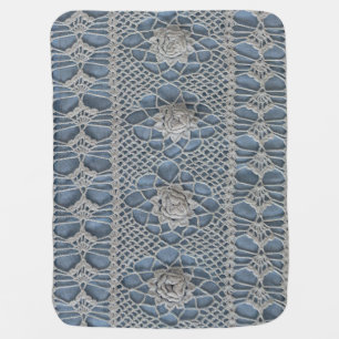 Vintage lace: small white roses. baby blanket