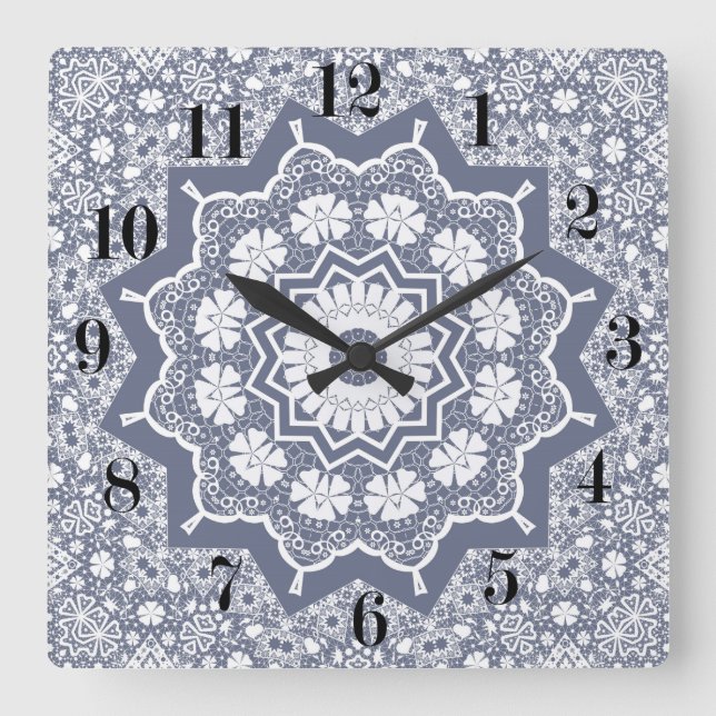 Vintage lace square wall clock (Front)