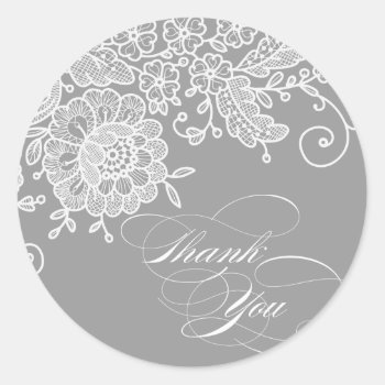 Vintage Lace Thank You Classic Round Sticker by simplysostylish at Zazzle