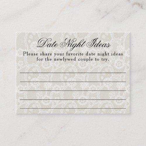 Vintage Lace Themed Date Night Ideas Bridal Shower Enclosure Card